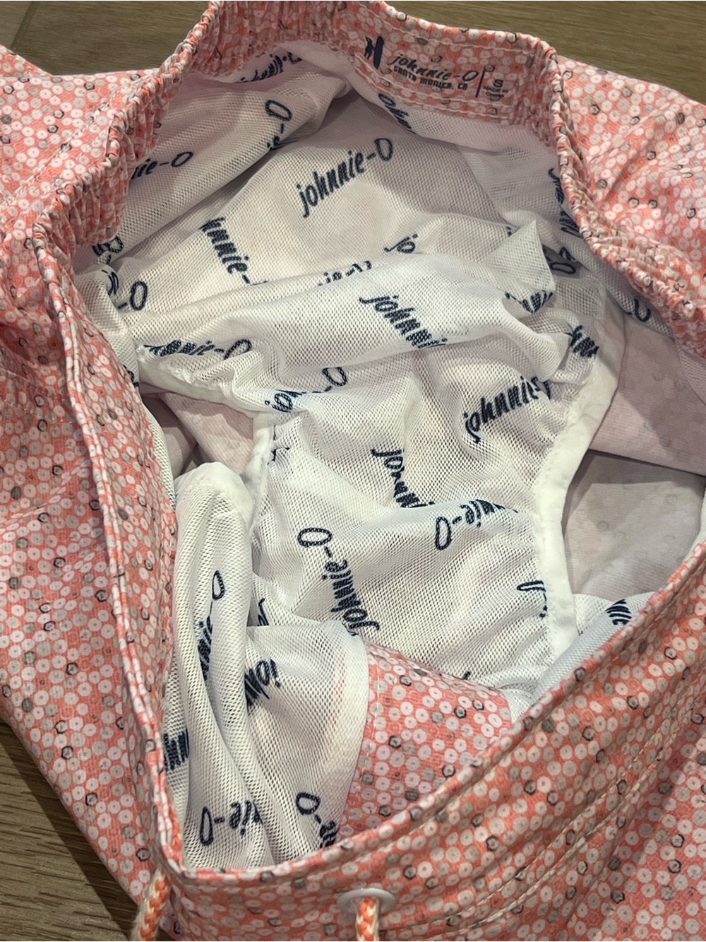 Men’s Johnnie-O Light Pink and Gray Jaco Swim Trunks Size Small “Tango” Print - Picture 7 of 16